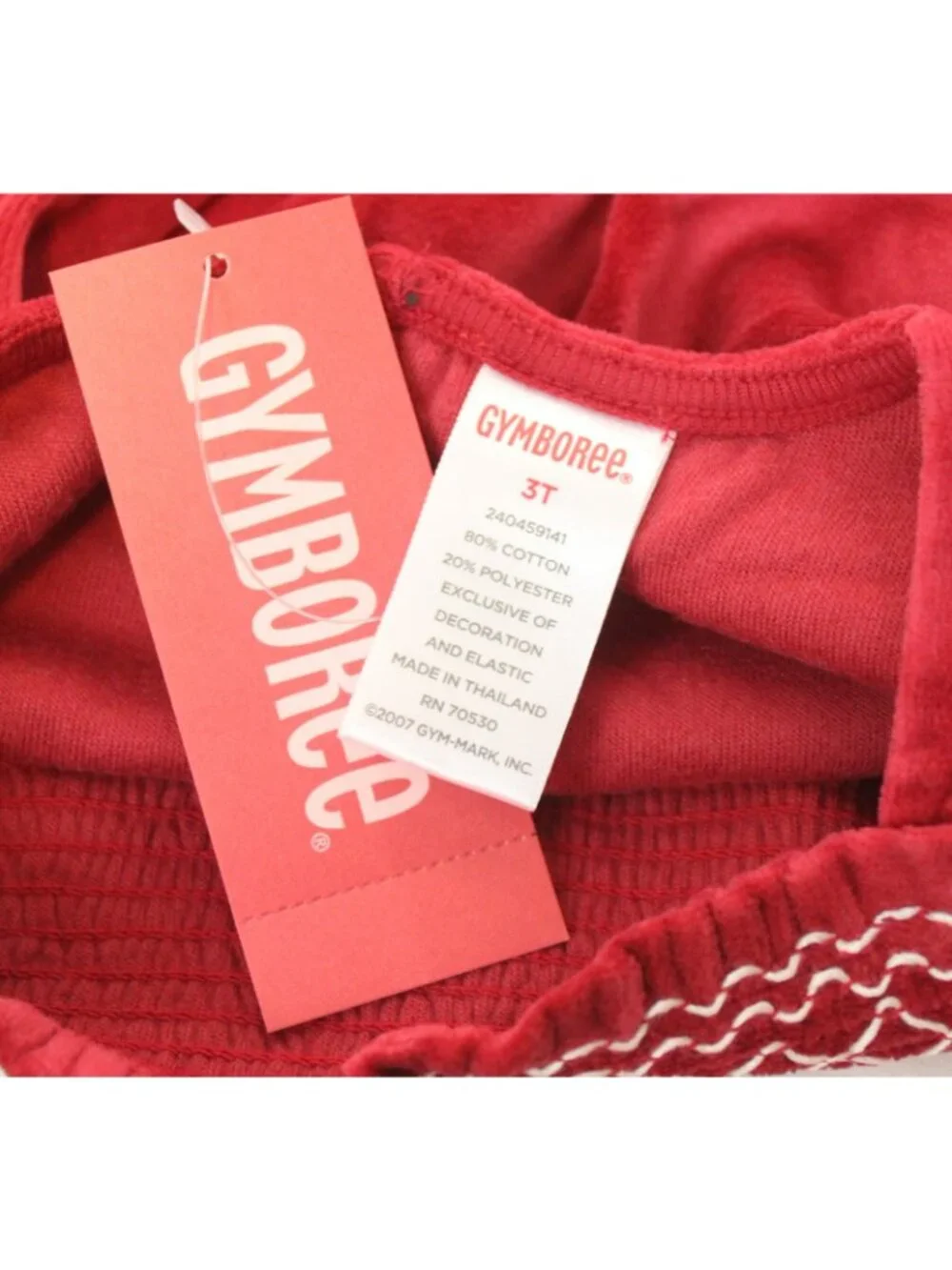 2008 Gymboree Holiday Friends Red Stretch Velvet Smocked Shirt sz 3T Winter Fun